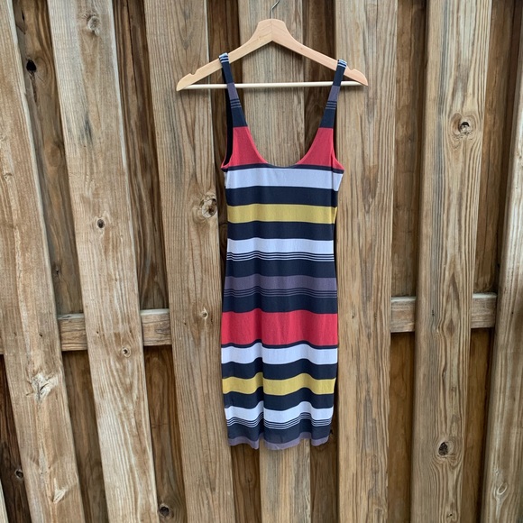 Anthro Weston Striped Scoop Neck Nylon Minidress - Picture 4 of 7